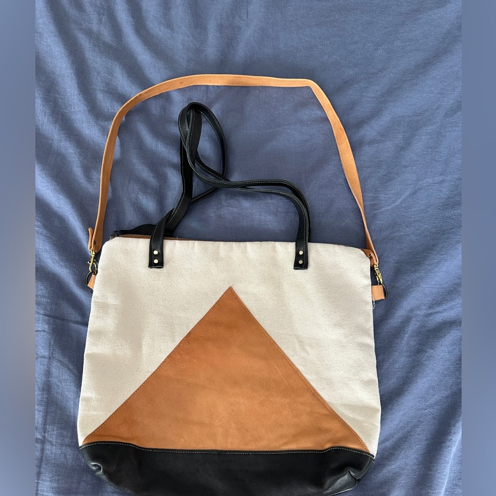 Melmax leather and canvas tote bag - Picture 6 of 15